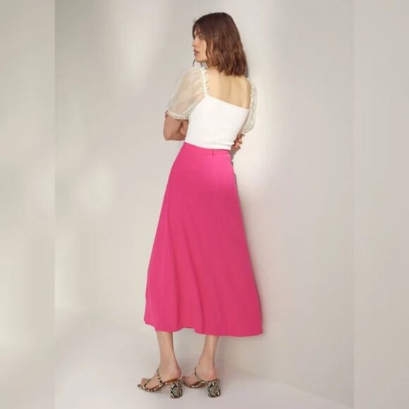Aritzia Wilfred Midi Skirt Electron Fuschia Pink Size 2 - Picture 3 of 8